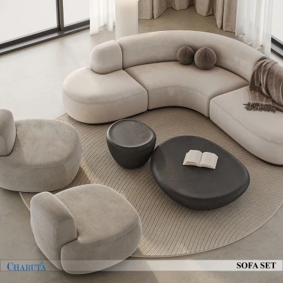 Serpentine Curved Sectional Sofa Set | Charuta BD