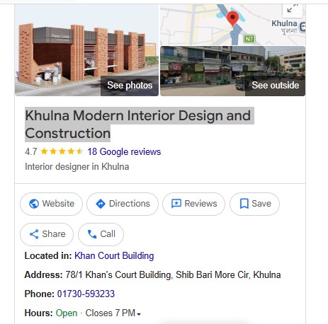 Google Reviews for Khulna Modern Interior Design and Construction